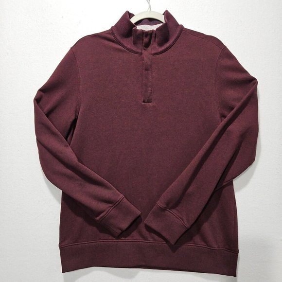 Untuckit Mens Sweater Corral Size M Quarter Zip Burgundy Pullover Sweatshirt‎ - Picture 1 of 8